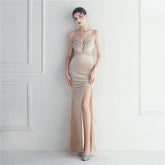 Korean Velvet Sequined Annual Party Social Long Evening Dress